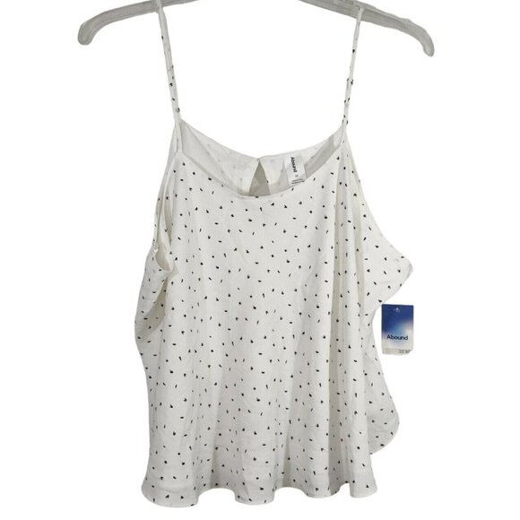 Abound Tops - Abound Tank Top Sheer Lined Women Size 2X Ivory Black Print Spaghetti Strap